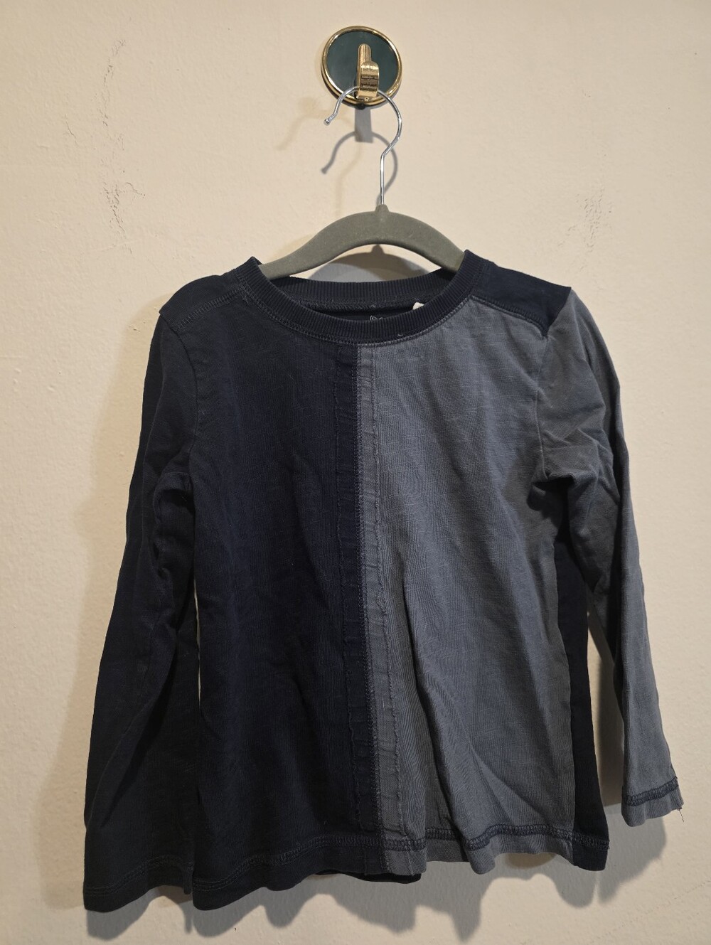 Kids Long-Sleeve Two-Tone Navy & Slate Blue Shirt